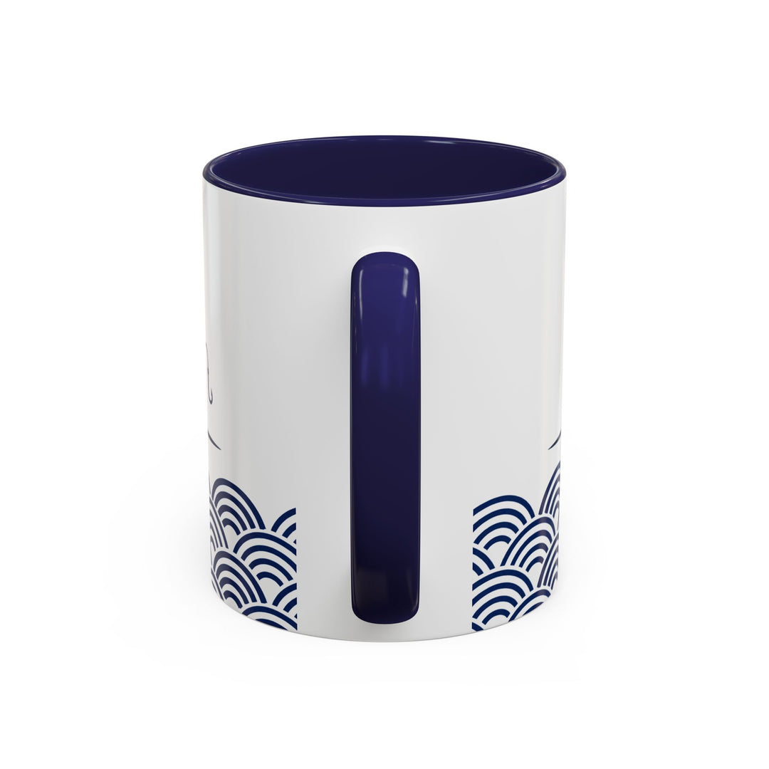 Japanese Mt. Fuji & Seigaiha Wave Mug – Minimal Japanese Art Coffee Cup