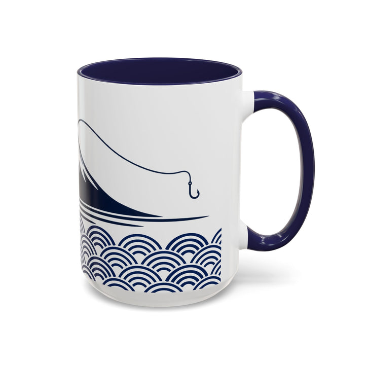 Japanese Mt. Fuji & Seigaiha Wave Mug – Minimal Japanese Art Coffee Cup