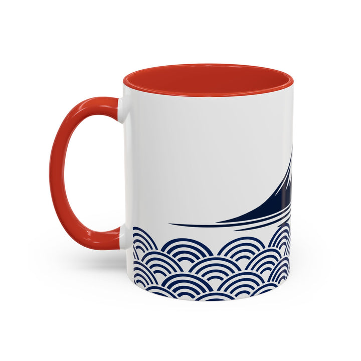 Japanese Mt. Fuji & Seigaiha Wave Mug – Minimal Japanese Art Coffee Cup