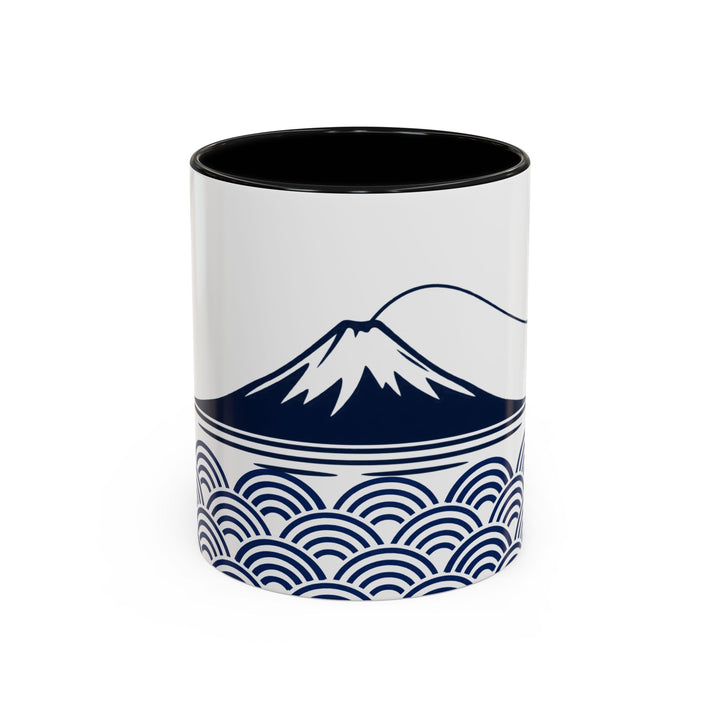 Japanese Mt. Fuji & Seigaiha Wave Mug – Minimal Japanese Art Coffee Cup