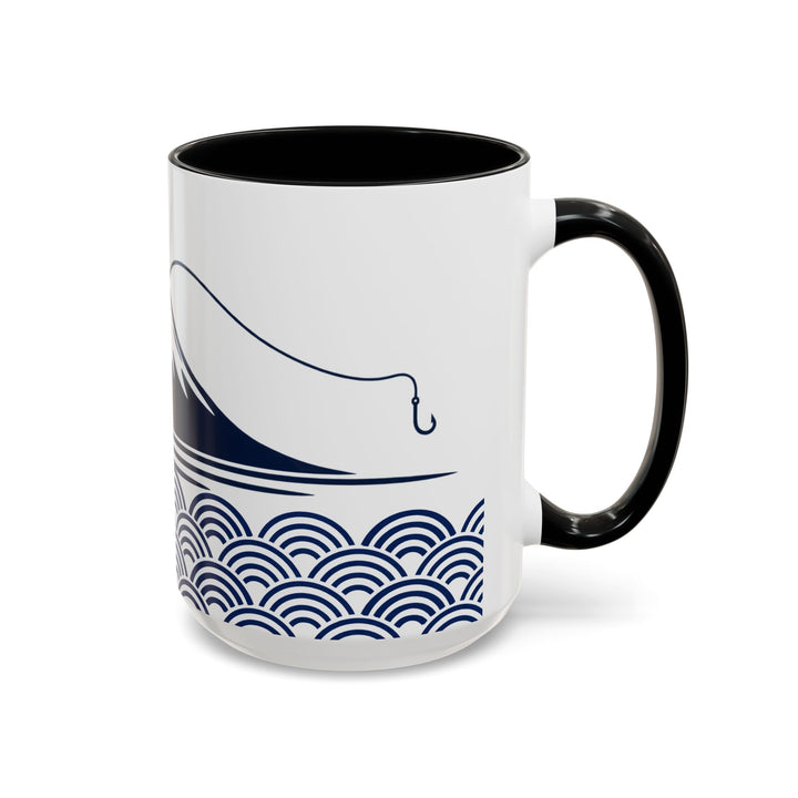 Japanese Mt. Fuji & Seigaiha Wave Mug – Minimal Japanese Art Coffee Cup