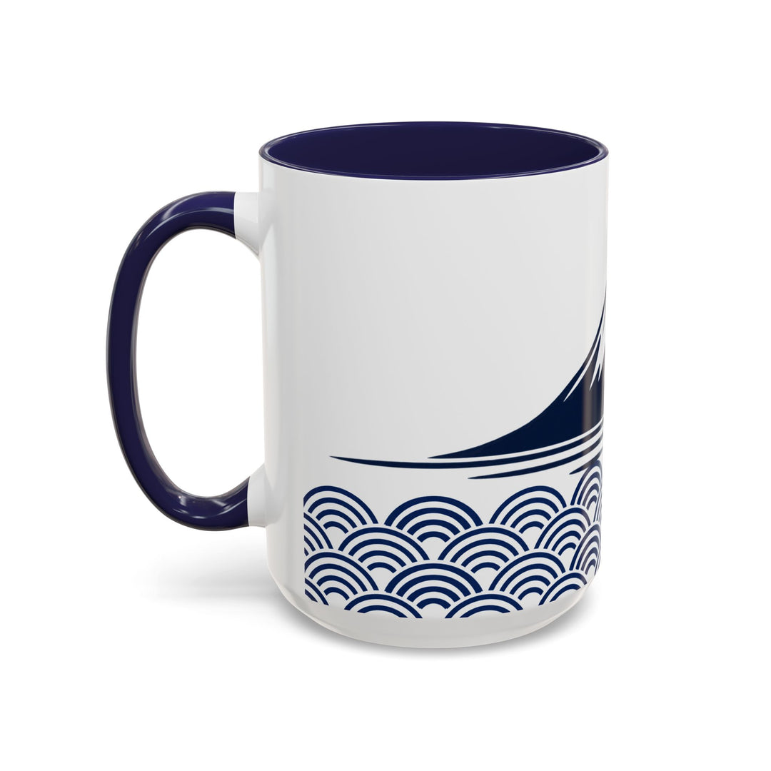 Japanese Mt. Fuji & Seigaiha Wave Mug – Minimal Japanese Art Coffee Cup
