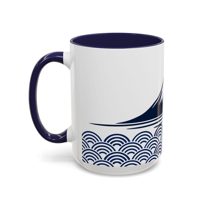 Japanese Mt. Fuji & Seigaiha Wave Mug – Minimal Japanese Art Coffee Cup