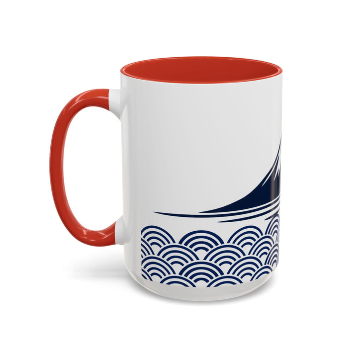 Japanese Mt. Fuji & Seigaiha Wave Mug – Minimal Japanese Art Coffee Cup