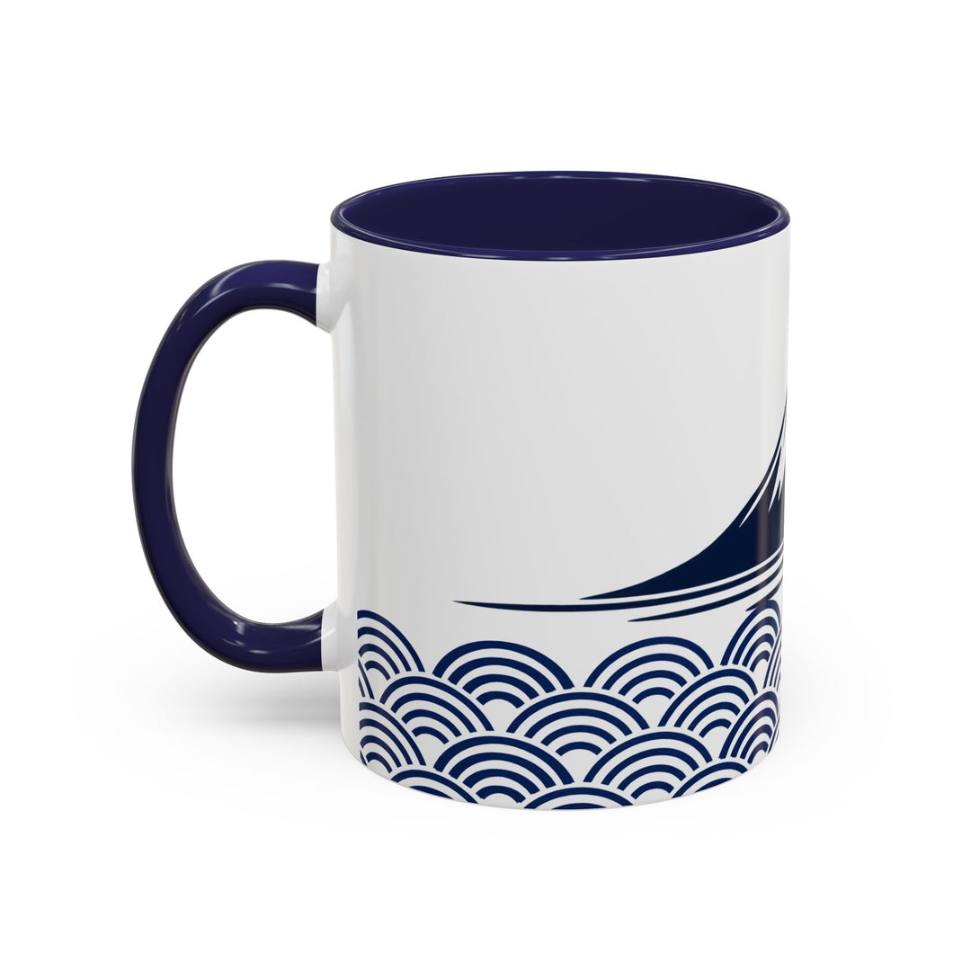 Japanese Mt. Fuji & Seigaiha Wave Mug – Minimal Japanese Art Coffee Cup