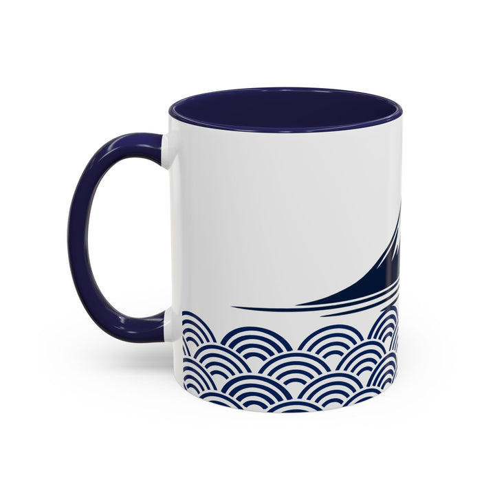 Japanese Mt. Fuji & Seigaiha Wave Mug – Minimal Japanese Art Coffee Cup
