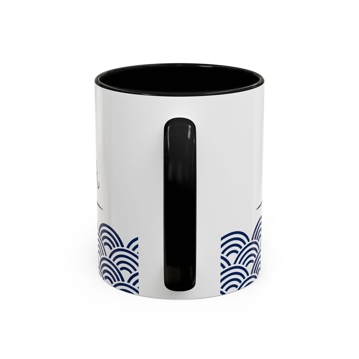 Japanese Mt. Fuji & Seigaiha Wave Mug – Minimal Japanese Art Coffee Cup