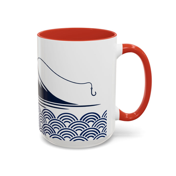 Japanese Mt. Fuji & Seigaiha Wave Mug – Minimal Japanese Art Coffee Cup