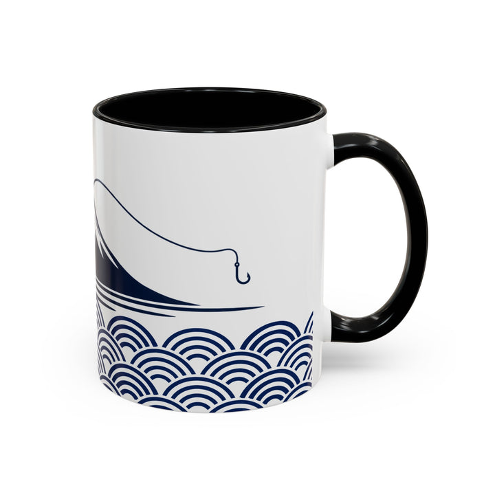 Japanese Mt. Fuji & Seigaiha Wave Mug – Minimal Japanese Art Coffee Cup