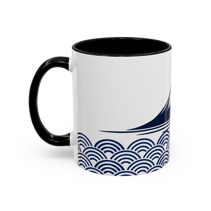 Japanese Mt. Fuji & Seigaiha Wave Mug – Minimal Japanese Art Coffee Cup